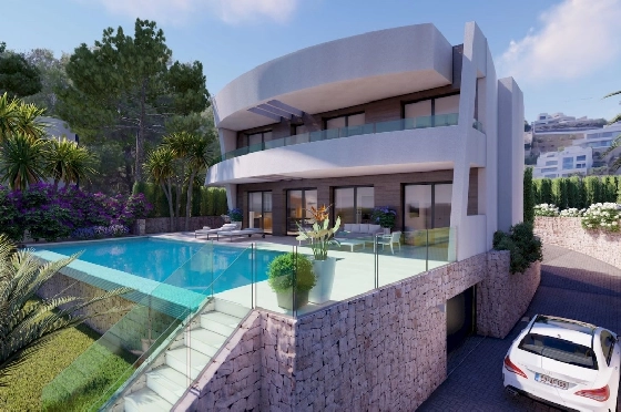 Villa in Moraira zu verkaufen, Baujahr 2022, + Fussbodenheizung, Klimaanlage, Terreno 802 m², 4 Schlafzimmer, 4 Badezimmer, Pool, ref.: NL-NLD1360-1