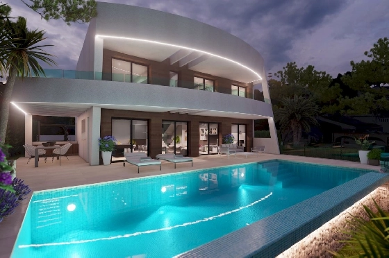 Villa in Moraira zu verkaufen, Baujahr 2022, + Fussbodenheizung, Klimaanlage, Terreno 802 m², 4 Schlafzimmer, 4 Badezimmer, Pool, ref.: NL-NLD1360-2