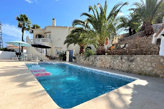 Villa in Denia(Les Galeretes) zur Ferienvermietung, Zona de estar 215 m², Baujahr 1980, Zustand gepflegt, + Zentralheizung, Klimaanlage, Terreno 800 m², 3 Schlafzimmer, 2 Badezimmer, Pool, ref.: T-0822-1
