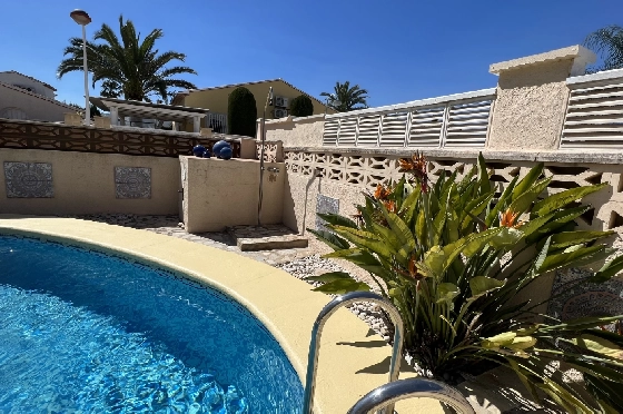 Villa in Els Poblets zur Ferienvermietung, Zona de estar 107 m², Baujahr 1998, Zustand gepflegt, + KLIMA, Klimaanlage, Terreno 400 m², 3 Schlafzimmer, 2 Badezimmer, Pool, ref.: T-0223-14