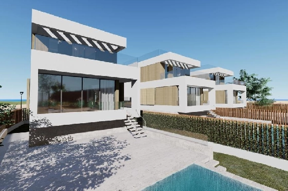 Villa in Oliva zu verkaufen, Zona de estar 173 m², Baujahr 2023, Zustand Erstbezug, + Fussbodenheizung, Klimaanlage, Terreno 350 m², 3 Schlafzimmer, 4 Badezimmer, Pool, ref.: AS-1623-27