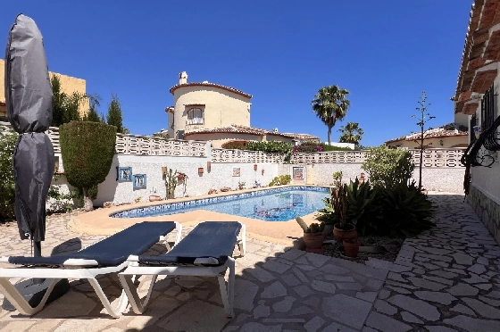Villa in Els Poblets zur Ferienvermietung, Zona de estar 125 m², Baujahr 2003, + KLIMA, Klimaanlage, Terreno 400 m², 2 Schlafzimmer, 2 Badezimmer, Pool, ref.: T-1123-22