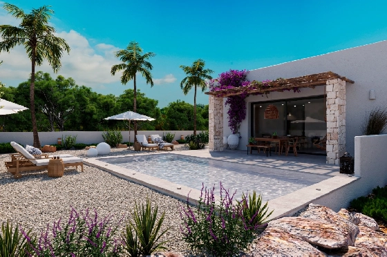 Villa in Denia(Marquesa 4) zu verkaufen, Zona de estar 120 m², Baujahr 2025, Zustand neuwertig, + Zentralheizung, Klimaanlage, Terreno 1085 m², 3 Schlafzimmer, 2 Badezimmer, Pool, ref.: UM-UV-HEBE-1