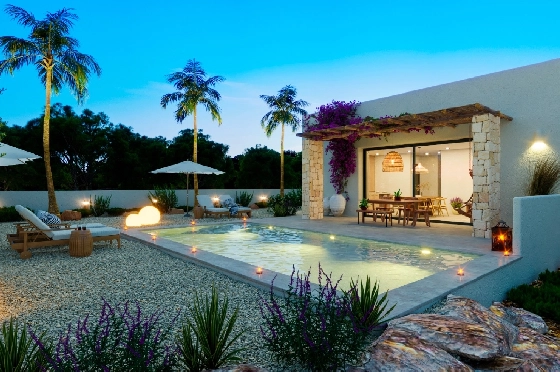 Villa in Denia(Marquesa 4) zu verkaufen, Zona de estar 120 m², Baujahr 2025, Zustand neuwertig, + Zentralheizung, Klimaanlage, Terreno 1085 m², 3 Schlafzimmer, 2 Badezimmer, Pool, ref.: UM-UV-HEBE-10