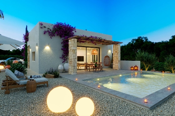 Villa in Denia(Marquesa 4) zu verkaufen, Zona de estar 120 m², Baujahr 2025, Zustand neuwertig, + Zentralheizung, Klimaanlage, Terreno 1085 m², 3 Schlafzimmer, 2 Badezimmer, Pool, ref.: UM-UV-HEBE-9