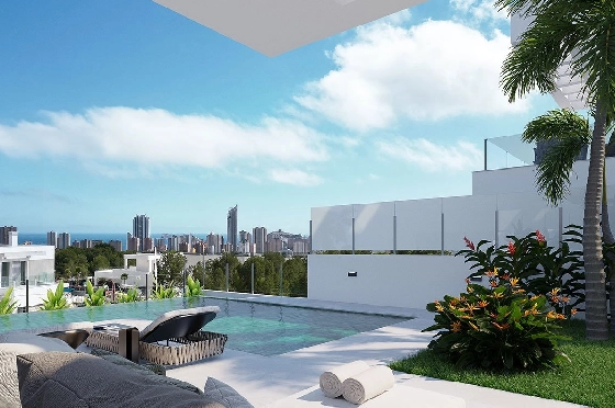 Villa in Finestrat zu verkaufen, Zona de estar 175 m², Zustand Erstbezug, + fussboden, Klimaanlage, Terreno 455 m², 3 Schlafzimmer, 3 Badezimmer, Pool, ref.: HA-FIN-106-E01-1