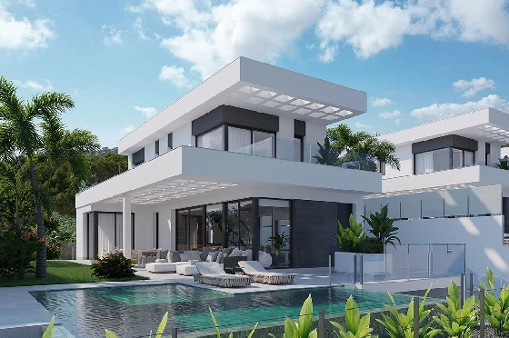 Villa in Finestrat zu verkaufen, Zona de estar 175 m², Zustand Erstbezug, + fussboden, Klimaanlage, Terreno 455 m², 3 Schlafzimmer, 3 Badezimmer, Pool, ref.: HA-FIN-106-E01-2