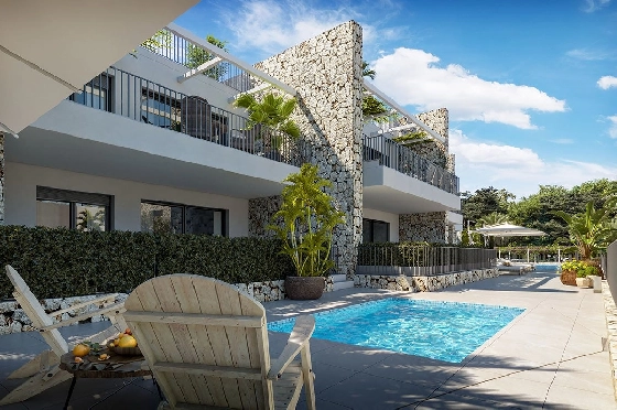 Erdgeschoss Apartment in Sant Elm zu verkaufen, Zona de estar 112 m², Zustand Erstbezug, Klimaanlage, 3 Schlafzimmer, 2 Badezimmer, Pool, ref.: HA-MLN-434-A01-1