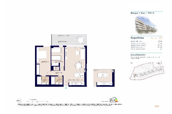 Apartment in El Vergel zu verkaufen, Zona de estar 68 m², + KLIMA, Klimaanlage, Terreno 14 m², 2 Schlafzimmer, 2 Badezimmer, Pool, ref.: AH-EV-VI-1-01-01-C-12