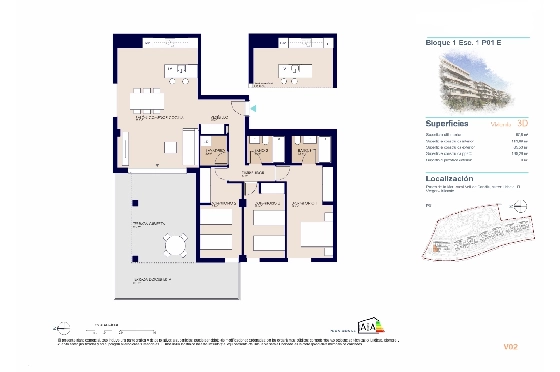 Apartment in El Vergel zu verkaufen, Zona de estar 98 m², Baujahr 2027, + KLIMA, Klimaanlage, Terreno 33 m², 3 Schlafzimmer, 2 Badezimmer, Pool, ref.: AH-EV-VI-1-01-01-E-13