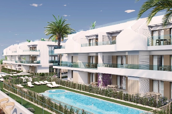 Etagen Apartment in Pilar de la Horadada zu verkaufen, Zona de estar 111 m², Zustand Erstbezug, 3 Schlafzimmer, 2 Badezimmer, Pool, ref.: HA-PIN-132-A03-1