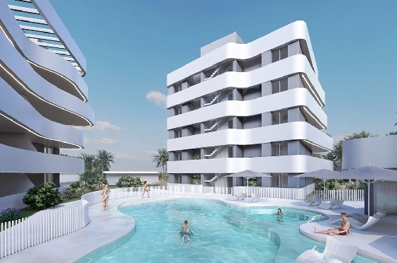 Penthouse Apartment in Guardamar del Segura zu verkaufen, Zona de estar 97 m², Zustand Erstbezug, Klimaanlage, 2 Schlafzimmer, 2 Badezimmer, Pool, ref.: HA-GUN-431-A02-1