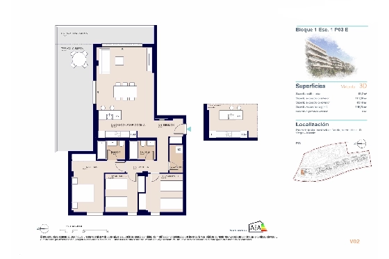 Apartment in El Vergel zu verkaufen, Zona de estar 95 m², Baujahr 2027, Klimaanlage, Terreno 43 m², 3 Schlafzimmer, 2 Badezimmer, Pool, ref.: AH-EV-VI-1-01-03-E-19