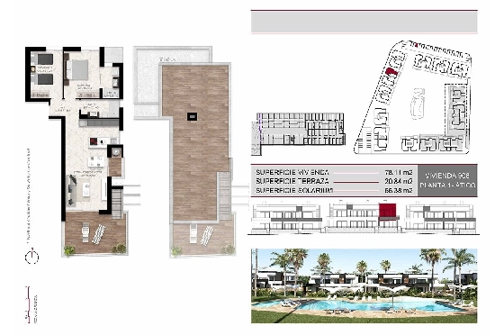 Penthouse Apartment in Ciudad Quesada zu verkaufen, Zona de estar 163 m², Zustand Erstbezug, Klimaanlage, 2 Schlafzimmer, 2 Badezimmer, Pool, ref.: HA-CQN-120-A02-17