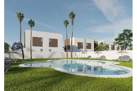 Doppelhaushälfte in La Marina zu verkaufen, Wohnfläche 99 m², Zustand Erstbezug, Klimaanlage, Grundstück 137 m², 3 Schlafzimmer, 3 Badezimmer, Pool, ref.: HA-MAN-253-D01-2