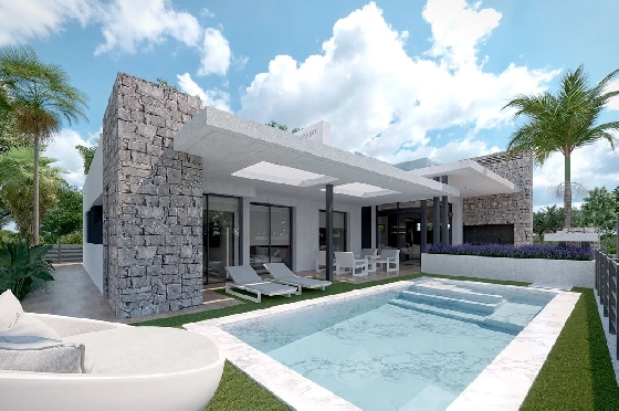 Villa in Los Alcazares zu verkaufen, Zona de estar 426 m², Zustand Erstbezug, Klimaanlage, Terreno 394 m², 3 Schlafzimmer, 2 Badezimmer, Pool, ref.: HA-LAN-470-E02-1
