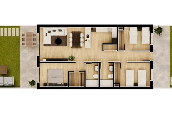 Doppelhaushälfte in Monforte Del Cid(Alenda Golf) zu verkaufen, Zona de estar 123 m², Terreno 156 m², 3 Schlafzimmer, 2 Badezimmer, Pool, ref.: TW-ALLURE-13-19