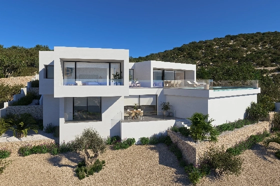 Villa in Benitachell(Cumbre del Sol) zu verkaufen, Zona de estar 266 m², Terreno 1000 m², 3 Schlafzimmer, 4 Badezimmer, Pool, ref.: VA-22487-3
