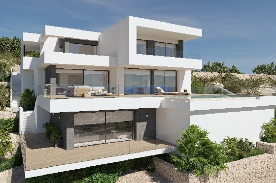 Villa in Benitachell(Cumbre del Sol) zu verkaufen, Zona de estar 272 m², Terreno 1020 m², 3 Schlafzimmer, 4 Badezimmer, Pool, ref.: VA-22646-1