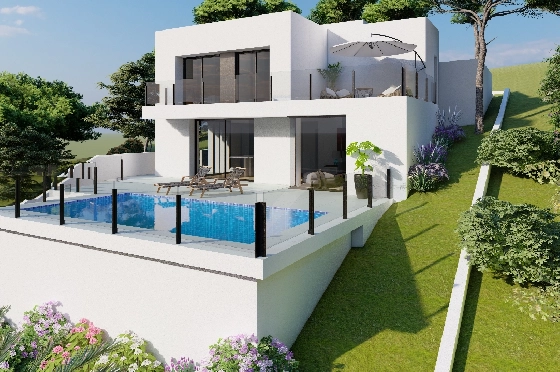 Villa in Benitachell(Cumbre del Sol) zu verkaufen, Zona de estar 143 m², Terreno 479 m², 2 Schlafzimmer, 3 Badezimmer, Pool, ref.: VA-23943-5
