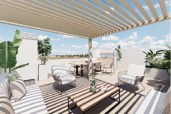 Penthouse Apartment in Los Alcazares zu verkaufen, Zona de estar 145 m², Zustand Erstbezug, 3 Schlafzimmer, 2 Badezimmer, Pool, ref.: HA-LAN-451-A02-12