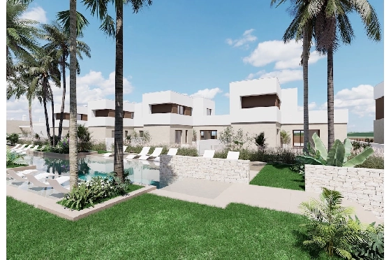 Villa in Los Alcazares zu verkaufen, Zona de estar 129 m², Zustand Erstbezug, Terreno 202 m², 3 Schlafzimmer, 2 Badezimmer, Pool, ref.: HA-LAN-451-E01-11
