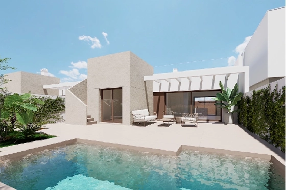 Villa in Los Alcazares zu verkaufen, Zona de estar 164 m², Zustand Erstbezug, Terreno 274 m², 3 Schlafzimmer, 2 Badezimmer, Pool, ref.: HA-LAN-451-E02-1