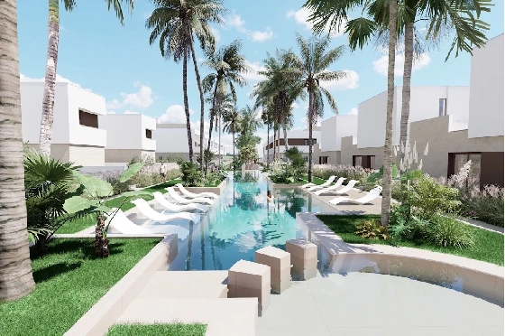 Villa in Los Alcazares zu verkaufen, Zona de estar 164 m², Zustand Erstbezug, Terreno 274 m², 3 Schlafzimmer, 2 Badezimmer, Pool, ref.: HA-LAN-451-E02-15