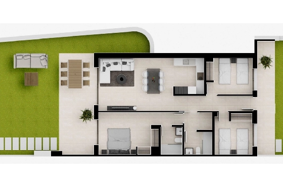 Apartment in Cartagena(La Manga, Murcia, Costa Blanca) zu verkaufen, Zona de estar 102 m², Terreno 227 m², 3 Schlafzimmer, 2 Badezimmer, Pool, ref.: TW-SIENA,-LA-MANGA-31