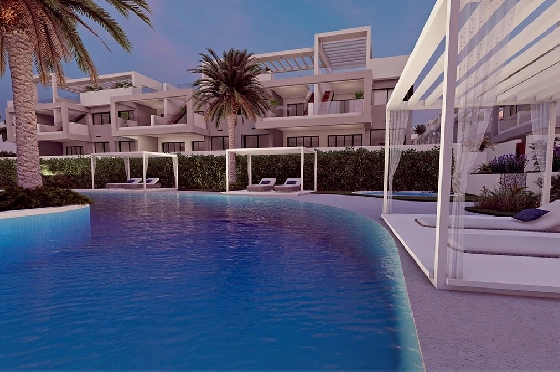 Erdgeschoss Apartment in Torrevieja zu verkaufen, Zona de estar 131 m², Zustand Erstbezug, 2 Schlafzimmer, 2 Badezimmer, Pool, ref.: HA-TON-221-A01-12