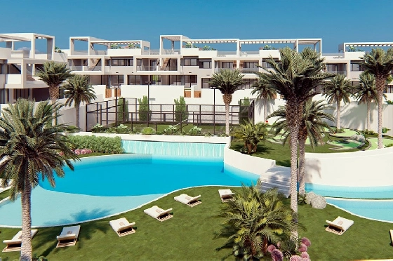 Erdgeschoss Apartment in Torrevieja zu verkaufen, Zona de estar 131 m², Zustand Erstbezug, 2 Schlafzimmer, 2 Badezimmer, Pool, ref.: HA-TON-221-A01-3