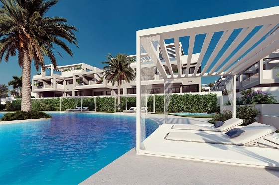 Erdgeschoss Apartment in Torrevieja zu verkaufen, Zona de estar 131 m², Zustand Erstbezug, 2 Schlafzimmer, 2 Badezimmer, Pool, ref.: HA-TON-221-A01-4