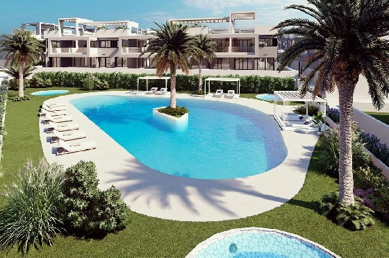 Erdgeschoss Apartment in Torrevieja zu verkaufen, Zona de estar 131 m², Zustand Erstbezug, 2 Schlafzimmer, 2 Badezimmer, Pool, ref.: HA-TON-221-A01-5