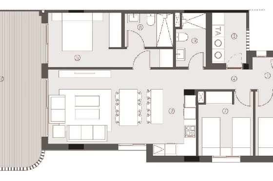 Etagen Apartment in Torrevieja zu verkaufen, Zona de estar 131 m², Zustand Erstbezug, 3 Schlafzimmer, 2 Badezimmer, Pool, ref.: HA-TON-290-A02-15