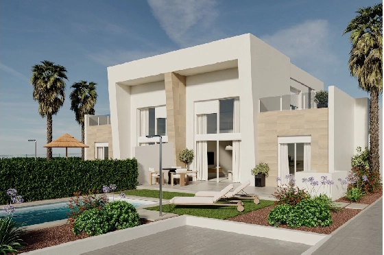 Doppelhaushälfte in Algorfa zu verkaufen, Zona de estar 293 m², Zustand Erstbezug, Klimaanlage, Terreno 292 m², 3 Schlafzimmer, 2 Badezimmer, Pool, ref.: HA-ARN-116-D02-1