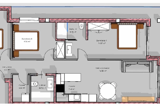 Etagen Apartment in Guardamar del Segura zu verkaufen, Zona de estar 112 m², Zustand Erstbezug, 3 Schlafzimmer, 2 Badezimmer, Pool, ref.: HA-GUN-439-A03-10