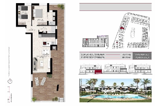 Erdgeschoss Apartment in Ciudad Quesada zu verkaufen, Zona de estar 116 m², Zustand Erstbezug, Klimaanlage, 2 Schlafzimmer, 2 Badezimmer, Pool, ref.: HA-CQN-120-A01-16