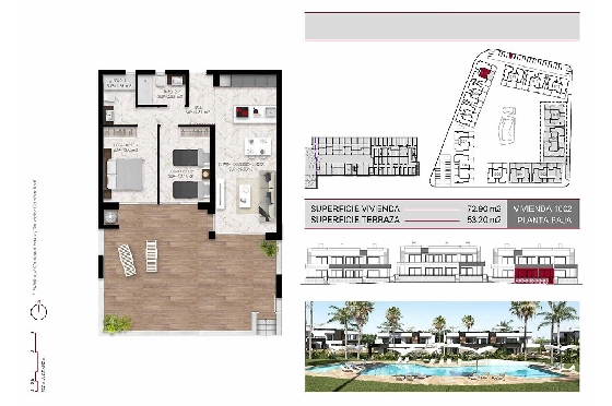 Erdgeschoss Apartment in Ciudad Quesada zu verkaufen, Zona de estar 116 m², Zustand Erstbezug, Klimaanlage, 2 Schlafzimmer, 2 Badezimmer, Pool, ref.: HA-CQN-120-A01-17