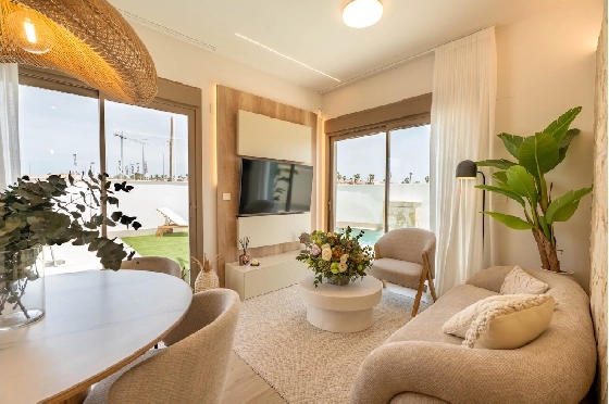 Eck-Reihenhaus in Los Alcazares zu verkaufen, Zona de estar 146 m², Zustand Erstbezug, Klimaanlage, Terreno 177 m², 3 Schlafzimmer, 2 Badezimmer, Pool, ref.: HA-LAN-480-Q01-4