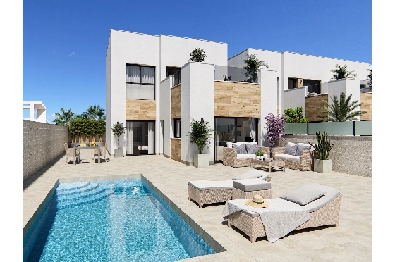 Villa in San Fulgencio zu verkaufen, Zona de estar 108 m², Zustand Erstbezug, Klimaanlage, Terreno 244 m², 3 Schlafzimmer, 2 Badezimmer, Pool, ref.: HA-MAN-301-E01-1