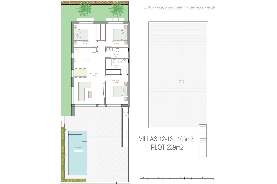 Villa in Los Alcazares zu verkaufen, Zona de estar 198 m², Zustand Erstbezug, Klimaanlage, Terreno 235 m², 3 Schlafzimmer, 2 Badezimmer, Pool, ref.: HA-LAN-501-E01-30