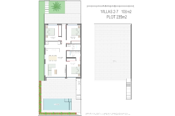 Villa in Los Alcazares zu verkaufen, Zona de estar 198 m², Zustand Erstbezug, Klimaanlage, Terreno 235 m², 3 Schlafzimmer, 2 Badezimmer, Pool, ref.: HA-LAN-501-E01-31