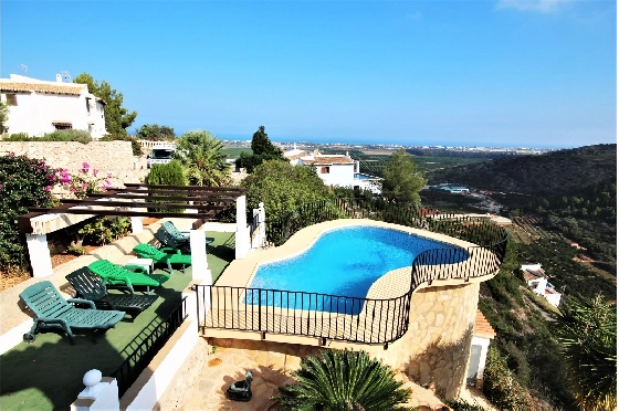 Villa in Pego-Monte Pego zur Ferienvermietung, Zona de estar 90 m², Baujahr 1990, Terreno 820 m², 2 Schlafzimmer, 1 Badezimmer, Pool, ref.: S-2211-2